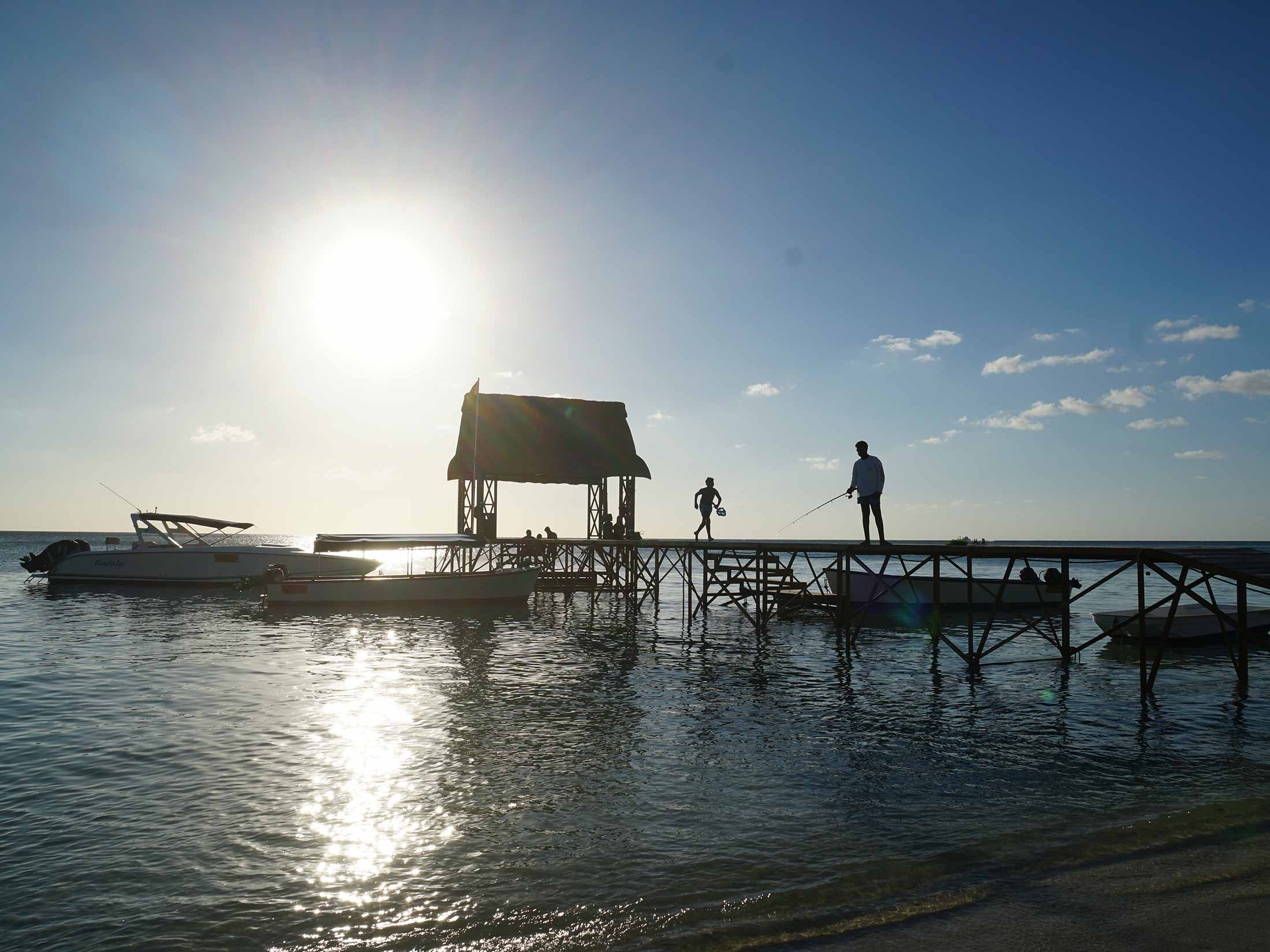 Sunset at the jetty of Trou aux biches