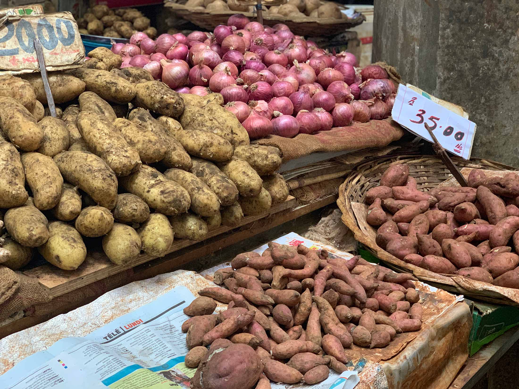 Potatoes at Port Louis central market Mauritius