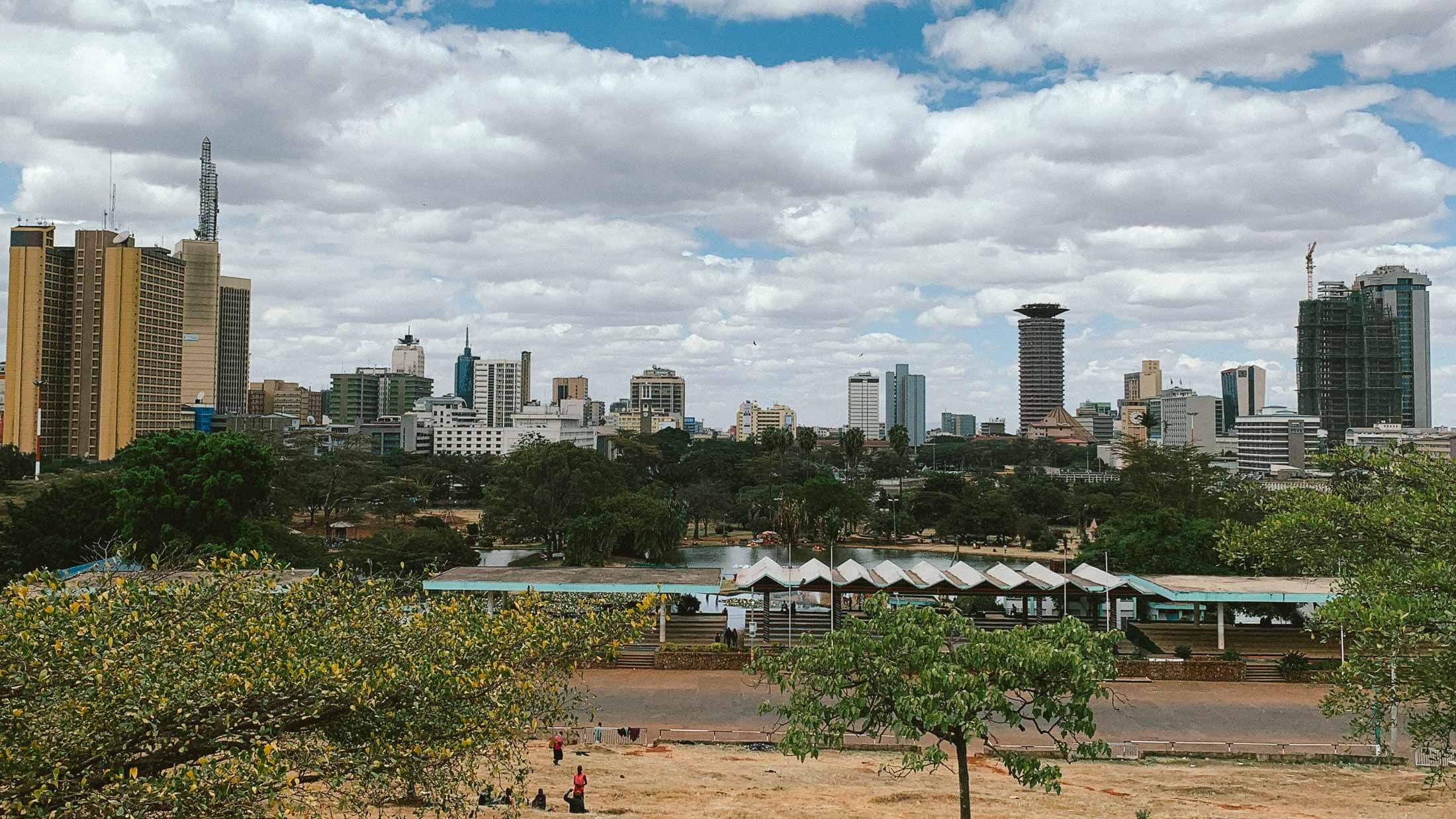 Uhuru Park from viewpoint in Nairobi, Kenya