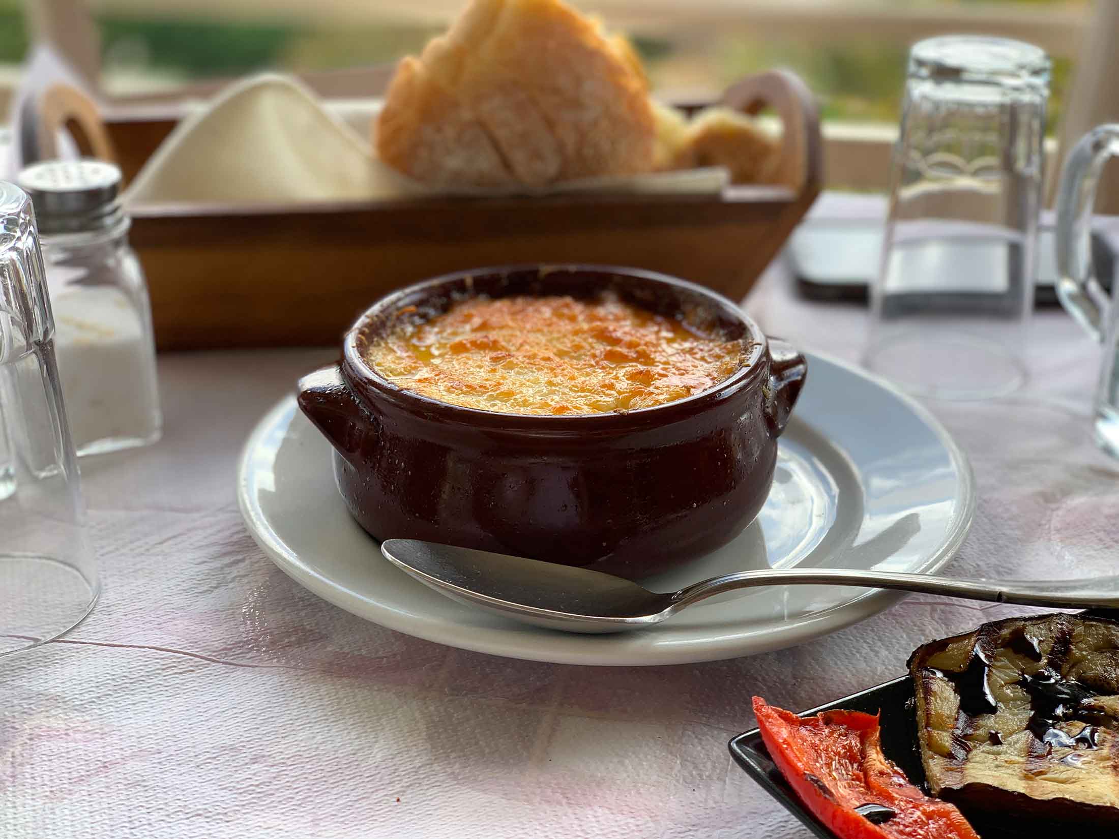 Moussaka at Agnadios restaurant, Lefkes