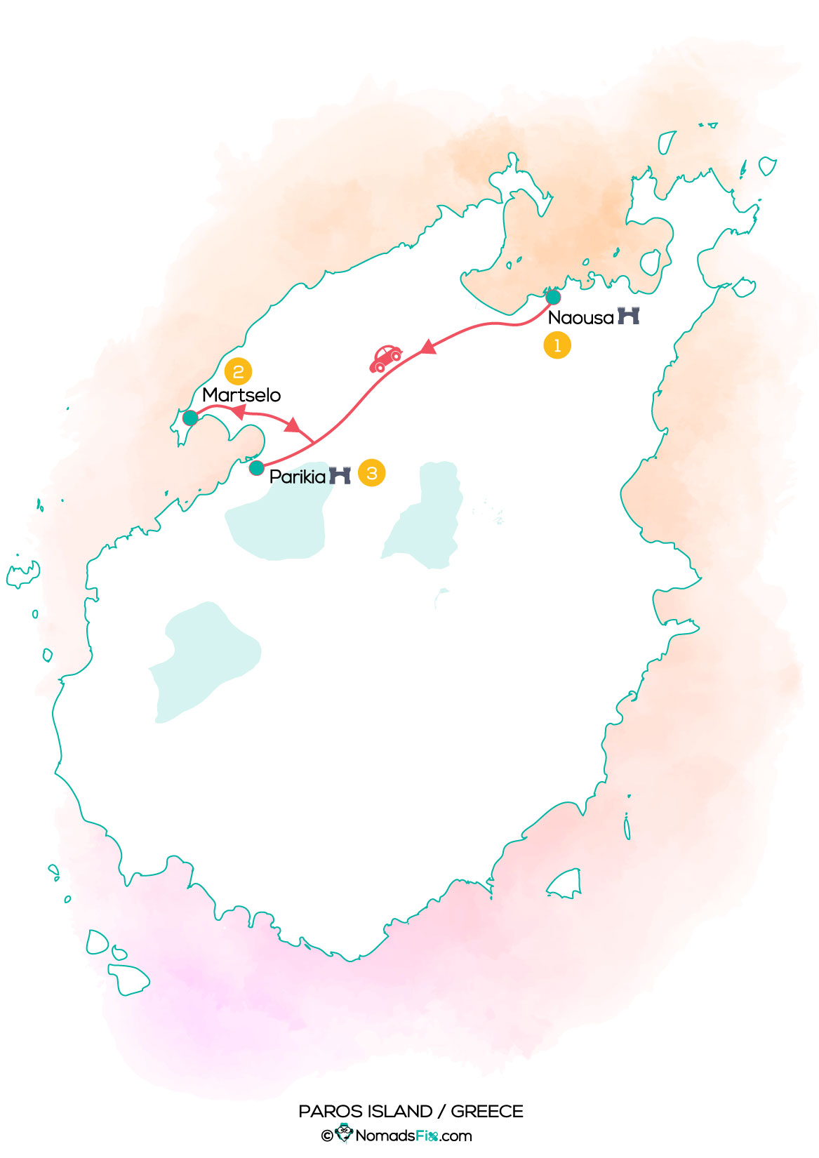 3 day itinerary map to discover Paros island in Greece - Day 4